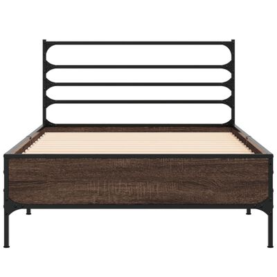 vidaXL Estrutura de cama derivados de madeira/metal carvalho castanho