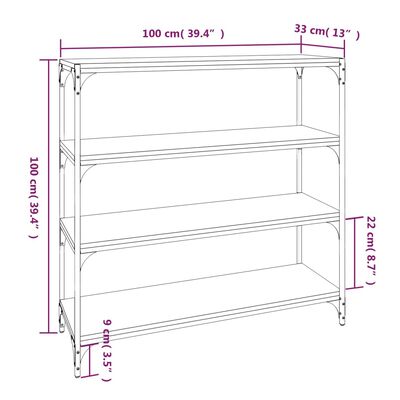 vidaXL Estante 100x33x100 cm derivados de madeira e aço cinza sonoma