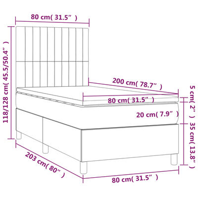 vidaXL Cama com molas/colchão 80x200 cm tecido preto