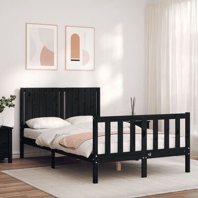 vidaXL Estrutura de cama com cabeceira 120x200cm madeira maciçao preto