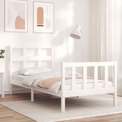 vidaXL Estrutura de cama com cabeceira 90x200 cm madeira maciça