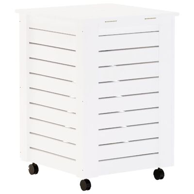 vidaXL Cesto de roupa com rodas RANA 45x45x64 cm pinho maciço branco