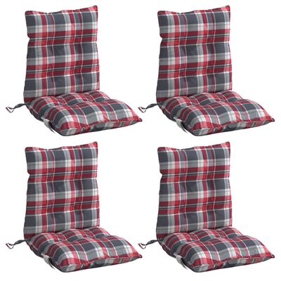 vidaXL Almofadões cadeira encosto baixo 4 pcs oxford xadrez vermelho