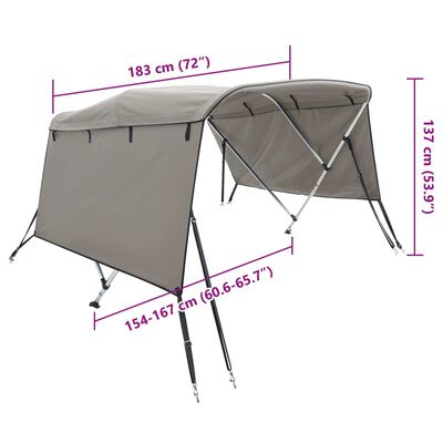 vidaXL Toldo de 3 arcos Bimini c/ paredes laterais 183x(154-167)x137cm