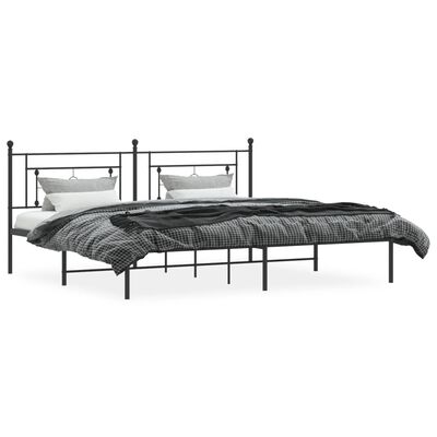 vidaXL Estrutura de cama com cabeceira 193x203 cm metal preto