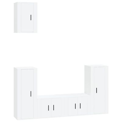 vidaXL 5 pcs conjunto móveis de TV madeira processada branco brilhante