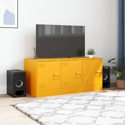 vidaXL Móvel de TV 99x39x44 cm aço amarelo mostarda