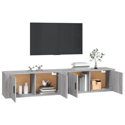 vidaXL Móveis de TV de parede 2 pcs 100x34,5x40 cm cinzento sonoma