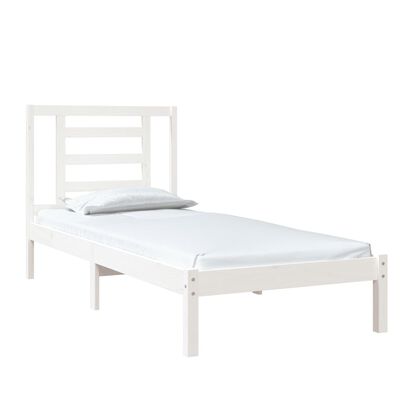 vidaXL Estrutura cama pequena solteiro 75x190 cm madeira maciça branco