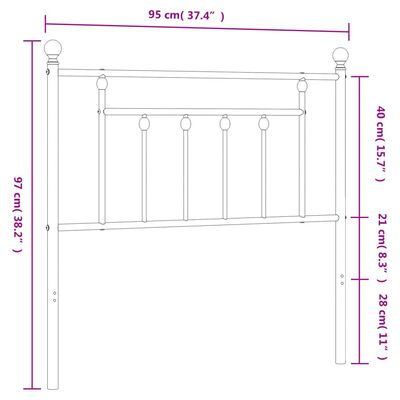 vidaXL Cabeceira de cama 90 cm metal branco