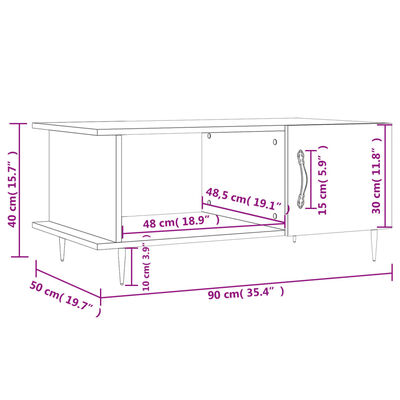 vidaXL Mesa de centro 90x50x40 cm madeira processada branco brilhante