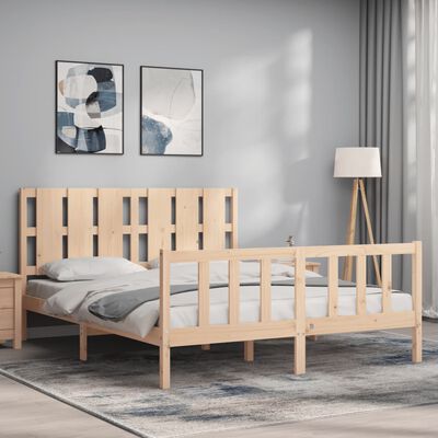 vidaXL Estrutura de cama com cabeceira 160x200 cm madeira maciça