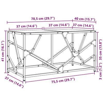 vidaXL Mesa de centro c/ topo em vidro transparente 78,5x40x41 cm aço