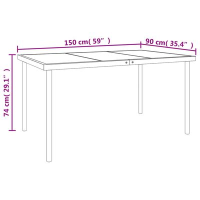 vidaXL 7 pcs conjunto de jantar para jardim aço e textilene preto