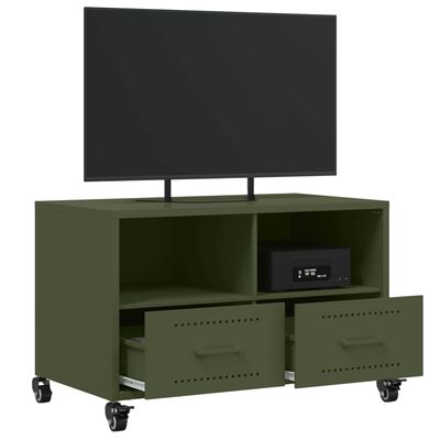 vidaXL Móvel de TV 68x39x43,5 cm aço verde azeitona