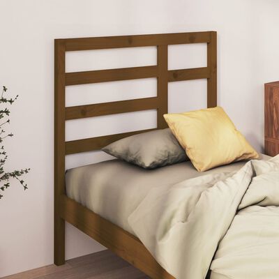 vidaXL Cabeceira de cama 106x4x104 cm pinho maciço castanho mel