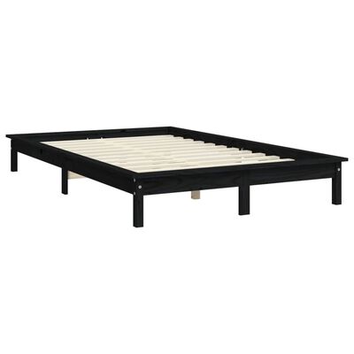 vidaXL Estrutura de cama 140x200 cm pinho maciço preto