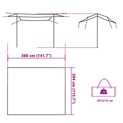 vidaXL Lona de campismo 360x294 cm impermeável cinzento e laranja