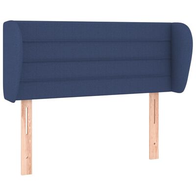 vidaXL Cabeceira de cama c/ abas tecido 103x23x78/88 cm azul