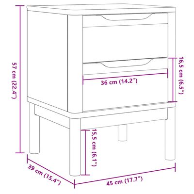 vidaXL Mesa de cabeceira 45x39x57 cm madeira de pinho maciça branco