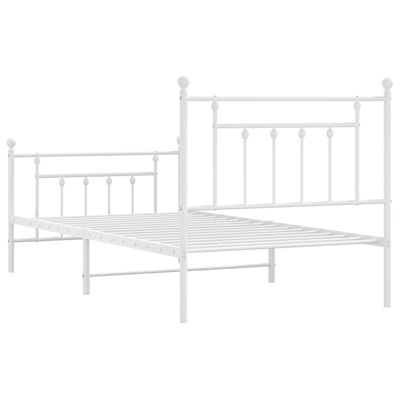 vidaXL Estrutura de cama com cabeceira e pés 100x190 cm metal branco