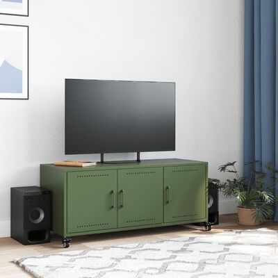 vidaXL Móvel de TV 100,5x39x43,5 cm aço verde-azeitona