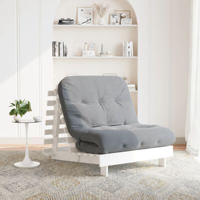 vidaXL Sofá-cama futon com colchão 80x206x11 cm pinho maciço branco