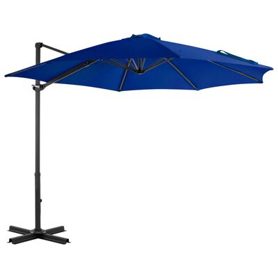 vidaXL Guarda-sol cantilever com poste alumínio 300 cm azul ciano