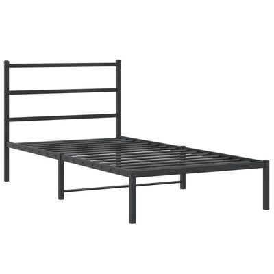 vidaXL Estrutura de cama com cabeceira 100x190 cm metal preto