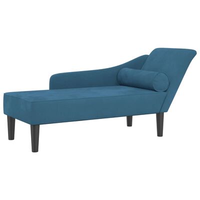 vidaXL Chaise lounge com almofadões veludo azul