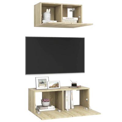 vidaXL 2 pcs conjunto móveis de TV derivados madeira carvalho sonoma