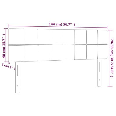 vidaXL Cabeceira de cama c/luzes LED veludo 144x5x78/88 cm cinza-claro