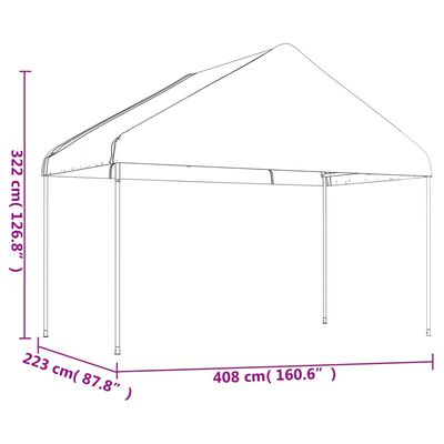 vidaXL Gazebo com telhado 13,38x4,08x3,22 m polietileno branco