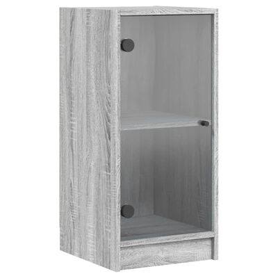 vidaXL Armário de apoio c/ portas de vidro 35x37x75,5 cm cinza sonoma