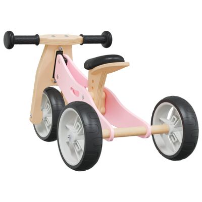 vidaXL Bicicleta de equilíbrio p/ crianças 2 em 1 rosa