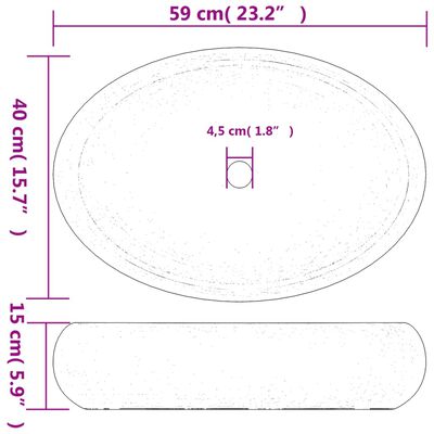 vidaXL Lavatório de bancada oval 59x40x15 cm cerâmica verde e castanho