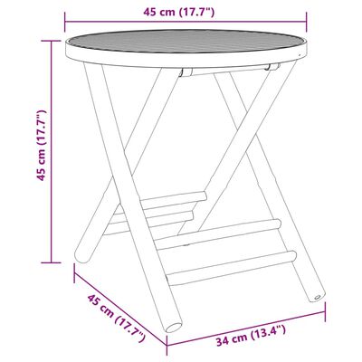 vidaXL Mesa de jardim dobrável Ø45x45 cm bambu