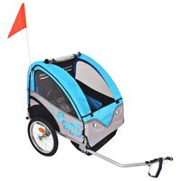 vidaXL Atrelado de bicicleta cinzento e azul 30 kg