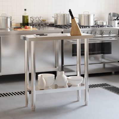 vidaXL Mesa de trabalho para cozinha 82,5x30x85 cm aço inoxidável