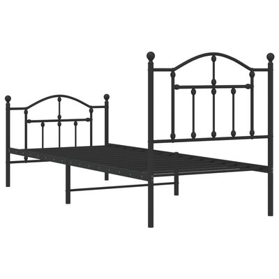 vidaXL Estrutura de cama com cabeceira e pés 90x200 cm metal preto