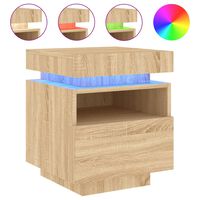 vidaXL Mesa de cabeceira com luzes LED 40x39x48,5 cm carvalho sonoma