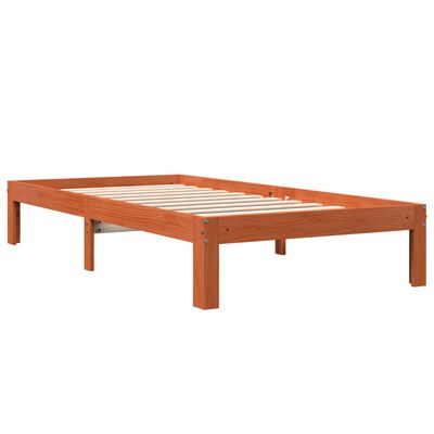 vidaXL Cama sem colchão 100x200 cm pinho maciço castanho-mel