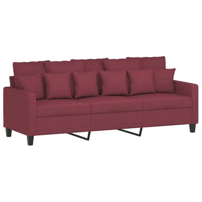 vidaXL Sofá de 3 lugares tecido 180 cm vermelho tinto