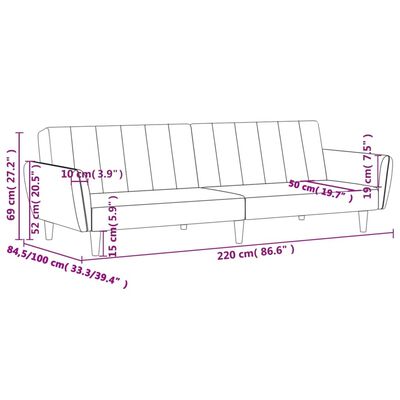 vidaXL Sofá-cama de 2 lugares tecido azul