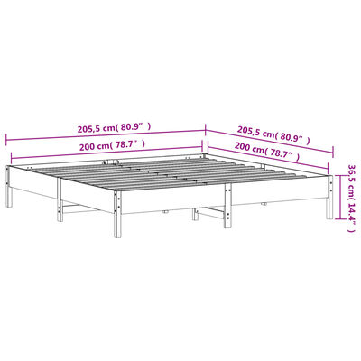 vidaXL Cama sem colchão 200x200 cm madeira de pinho maciça branco