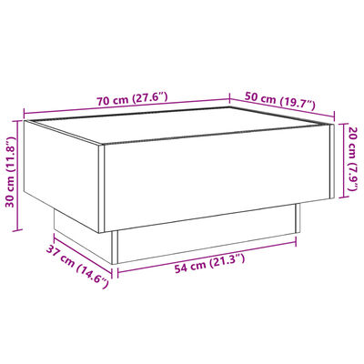 vidaXL Mesa de centro c/ LEDs 70x50x30 cm derivados de madeira