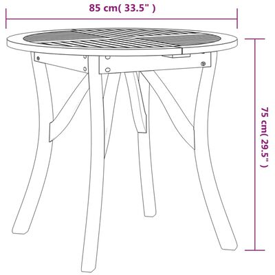 vidaXL Mesa de jardim Ø 85 cm madeira de acácia maciça