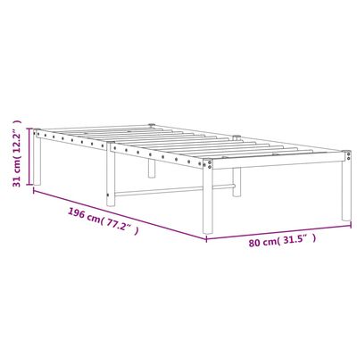 vidaXL Estrutura de cama 75x190 cm metal branco