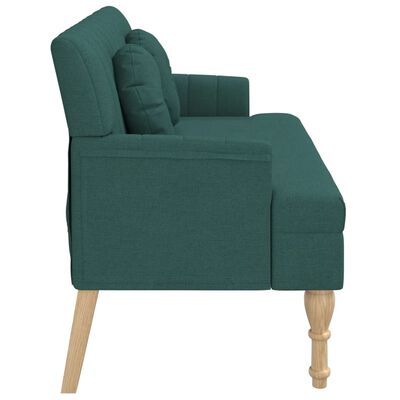 vidaXL Banco c/ almofadões 113x64,5x75,5 cm tecido verde-escuro