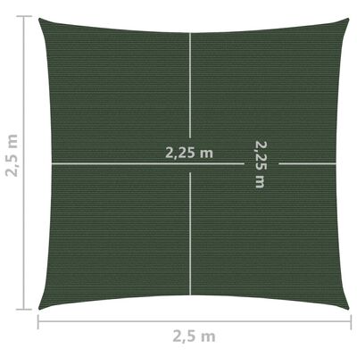 vidaXL Para-sol estilo vela 160 g/m² 2,5x2,5 m PEAD verde-escuro